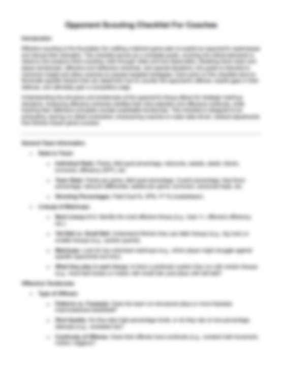 Opponent Scouting Checklist For Coaches - Hoop Mentality