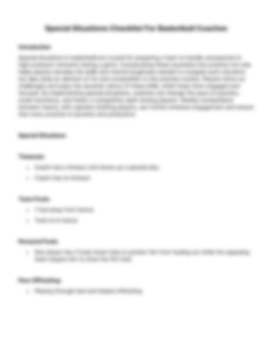 Special Situations Checklist For Basketball Coaches - Hoop Mentality