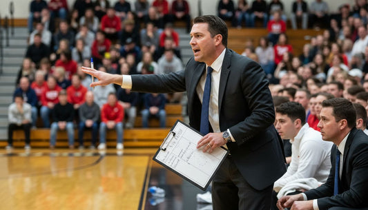 Basketball coach making strategic courtside decision