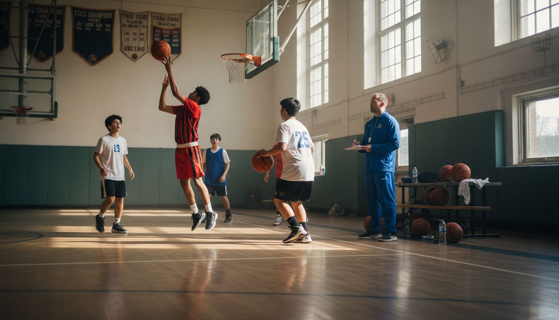 Coach observing basketball tryout drills