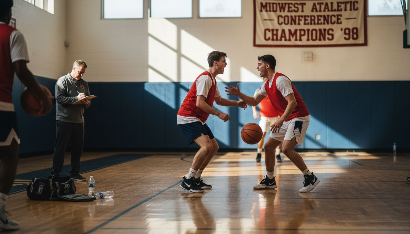 Basketball team drills ball screen defense