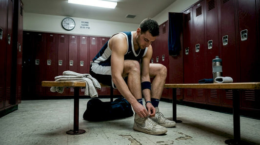Basketball player preparing in locker room