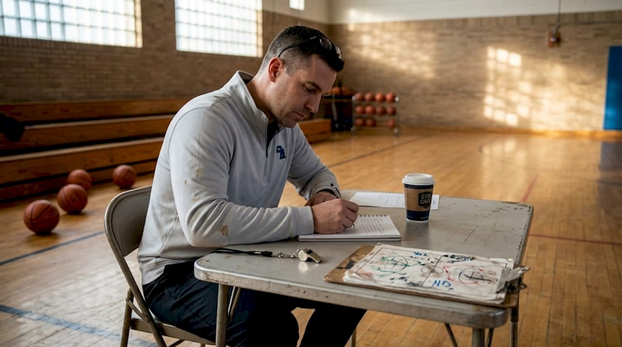Coach working on player development workflow plan