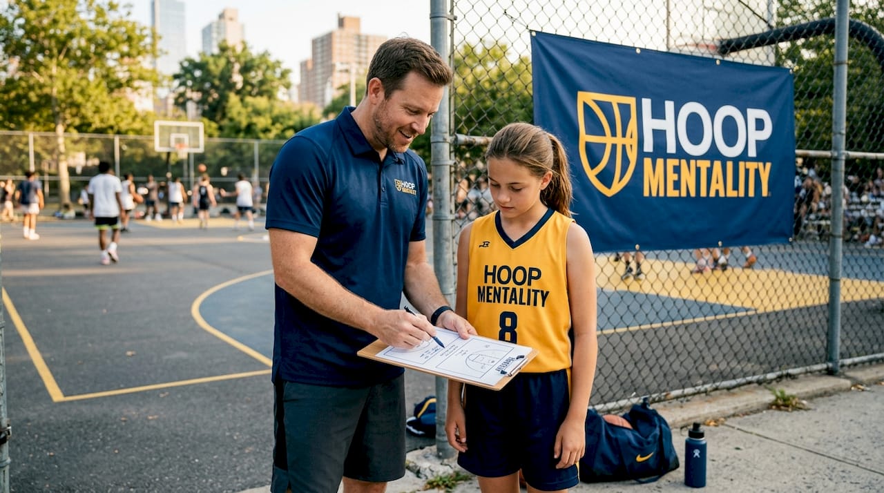 Parent and child review youth basketball plan