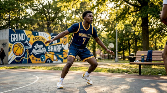 Basketball player executing weakside defense on court