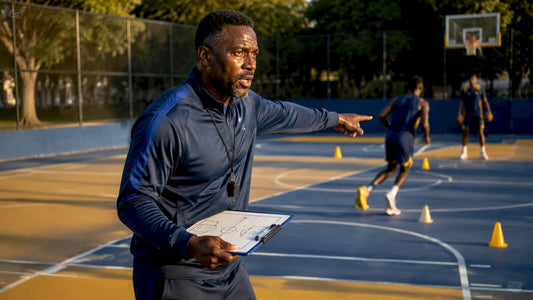Basketball coach planning zone offense strategy