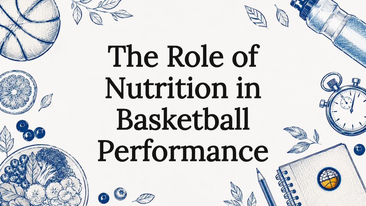 Decorative title card illustration for nutrition in basketball