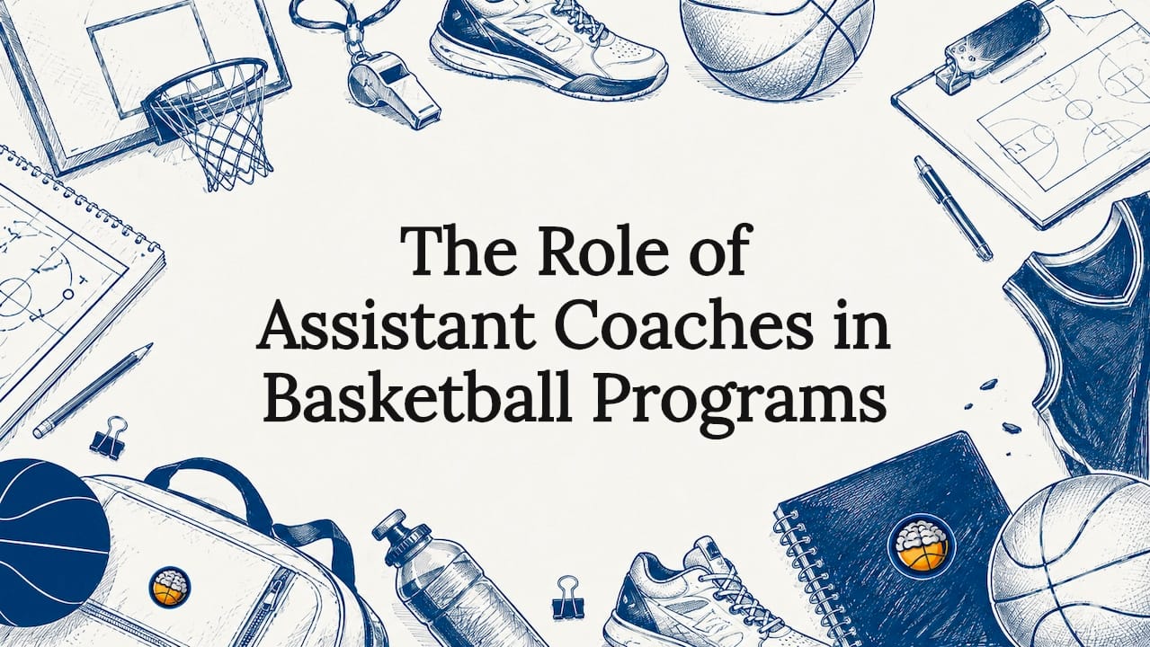 Decorative basketball coaching title card illustration