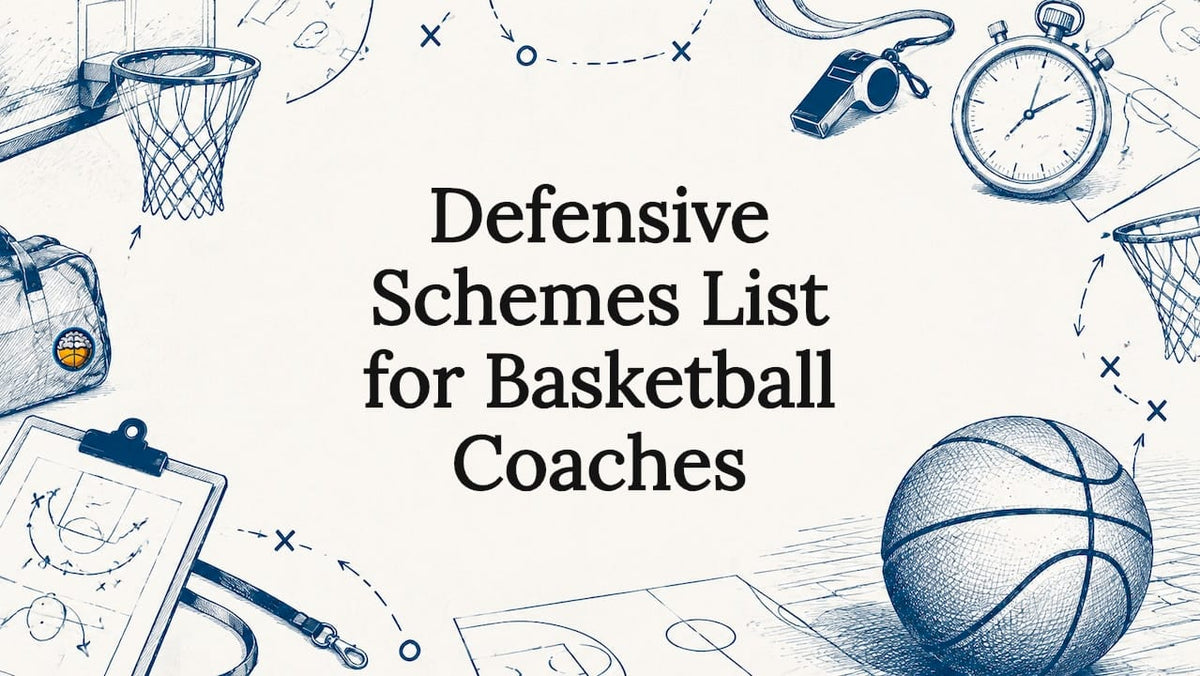 Decorative basketball defense themed title card illustration