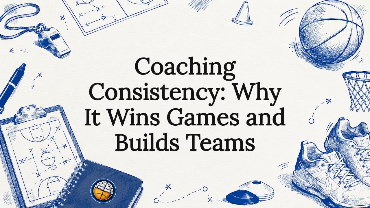 Decorative coaching-themed title card illustration