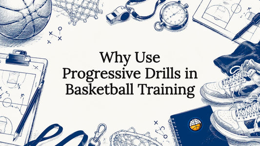 Decorative title card illustration with basketball training objects