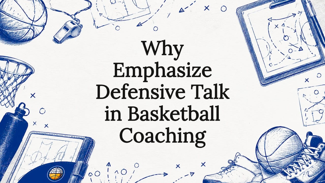 Decorative basketball coaching themed title card illustration