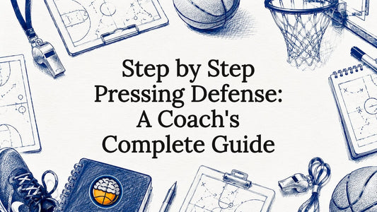 Decorative basketball defensive tools framing title text
