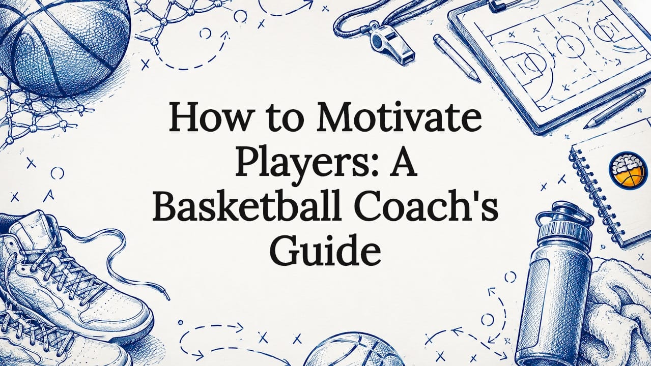 Decorative basketball coaching title card illustration