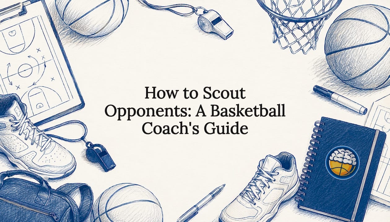 Decorative title card with basketball coaching elements