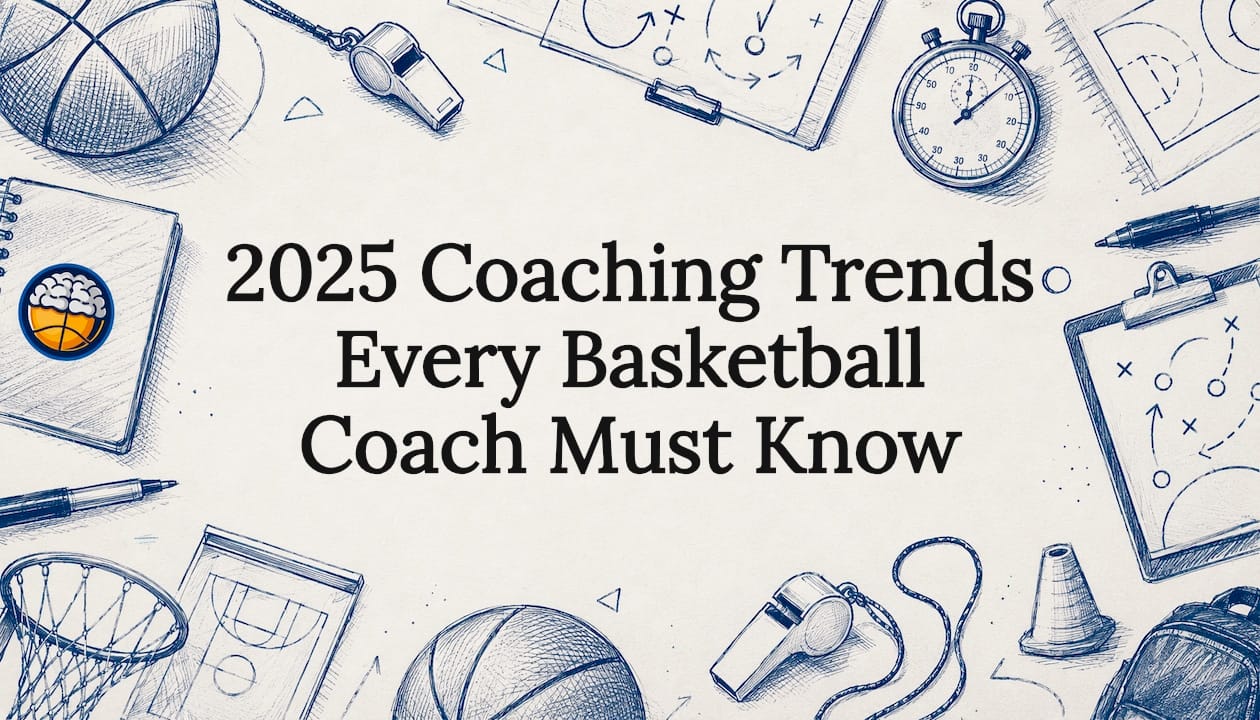 Decorative basketball coaching title card illustration