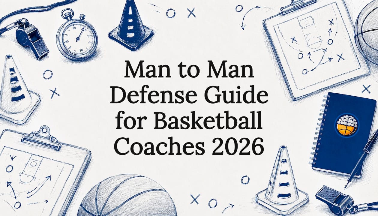Decorative hand-drawn basketball coaching title card