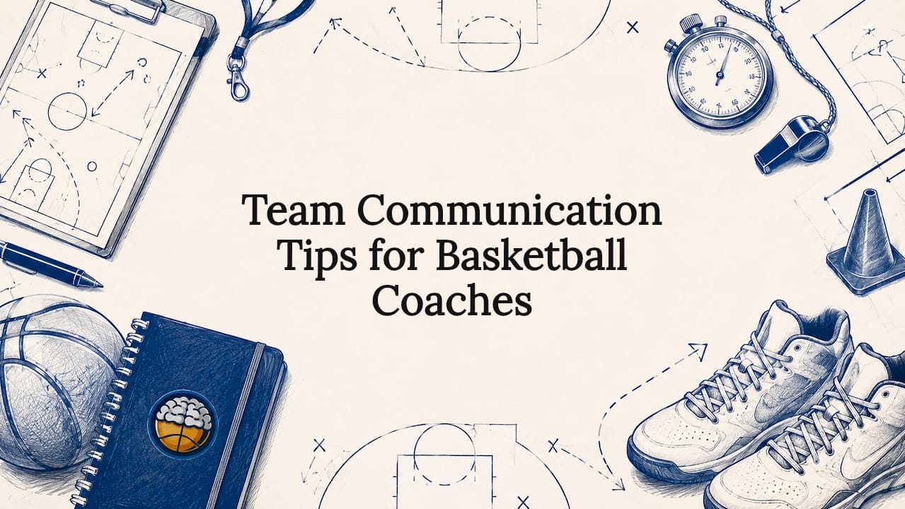 Decorative basketball coaching title card illustration