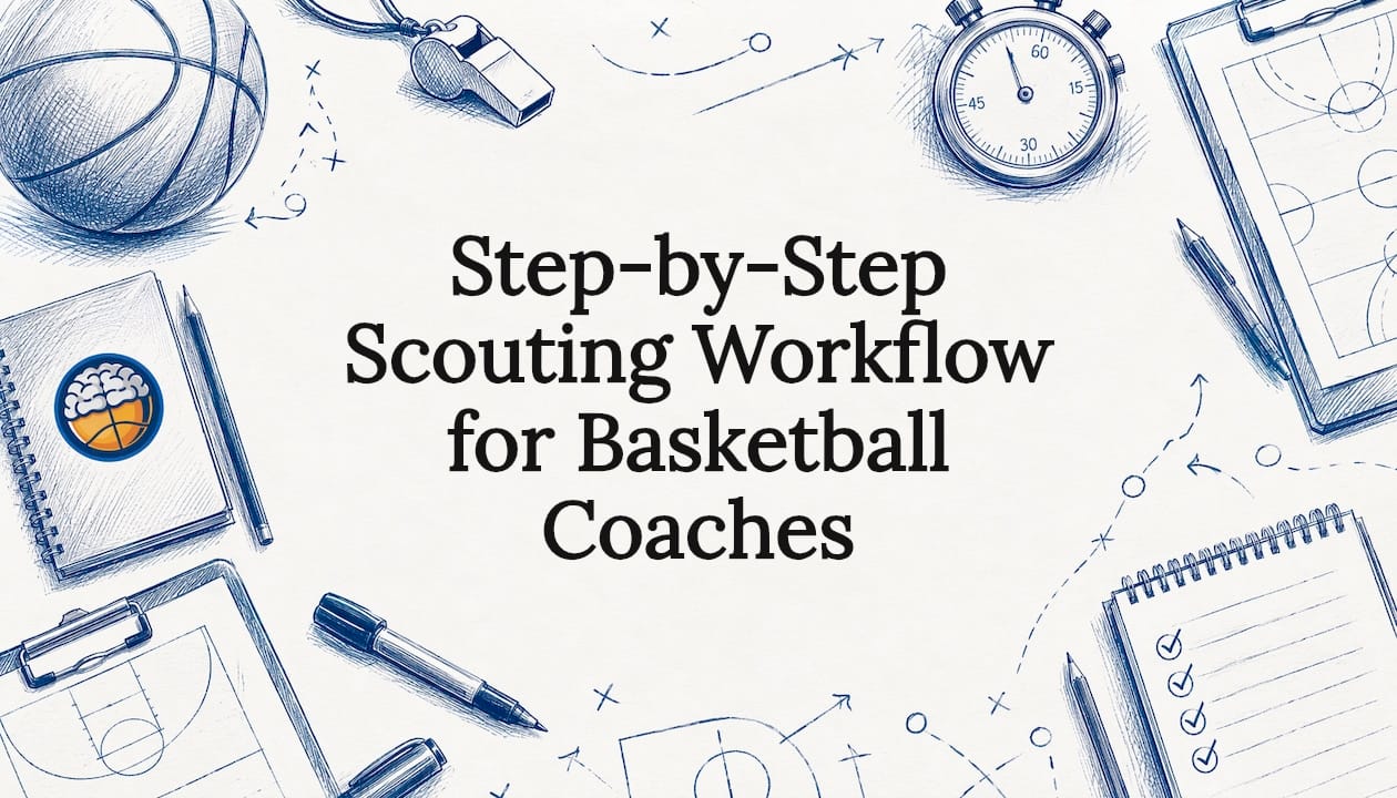 Decorative basketball coaching title card illustration