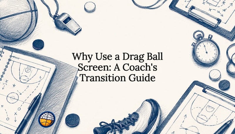 Decorative illustrated title card with basketball coaching elements
