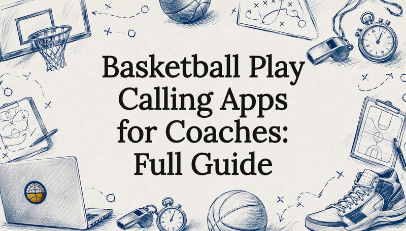 Decorative title card illustration for basketball play calling apps