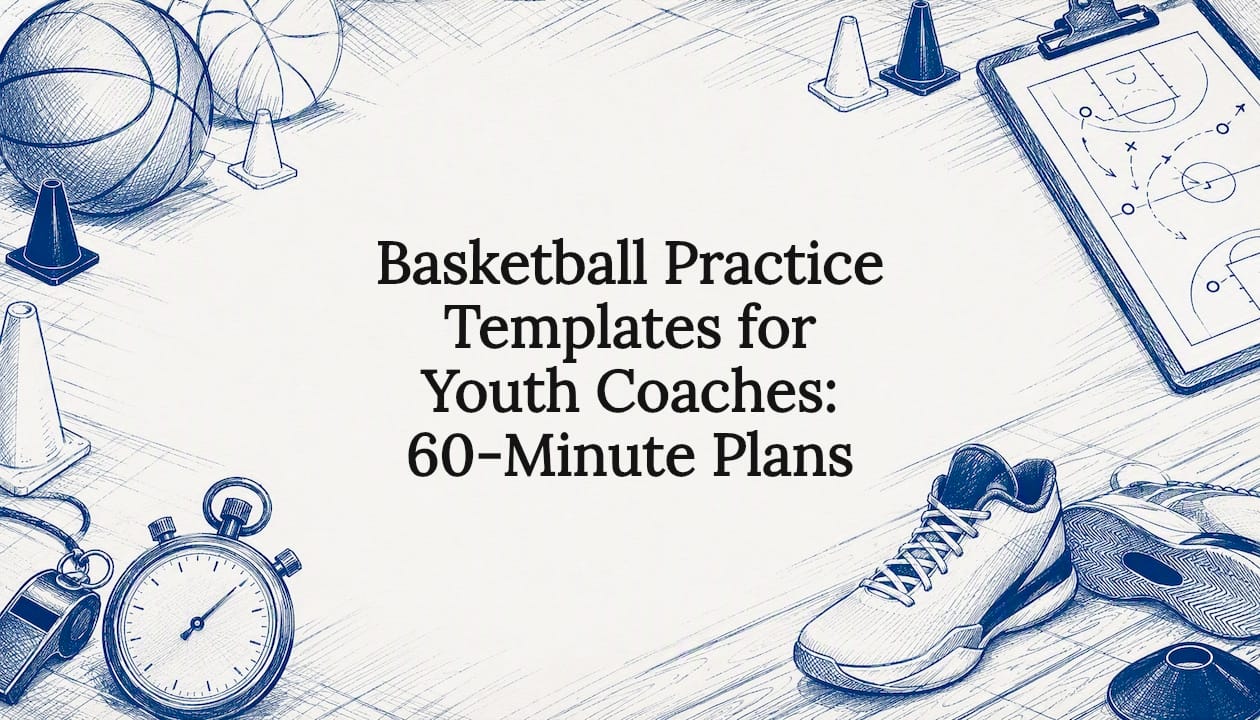 Decorative basketball coaching title card illustration