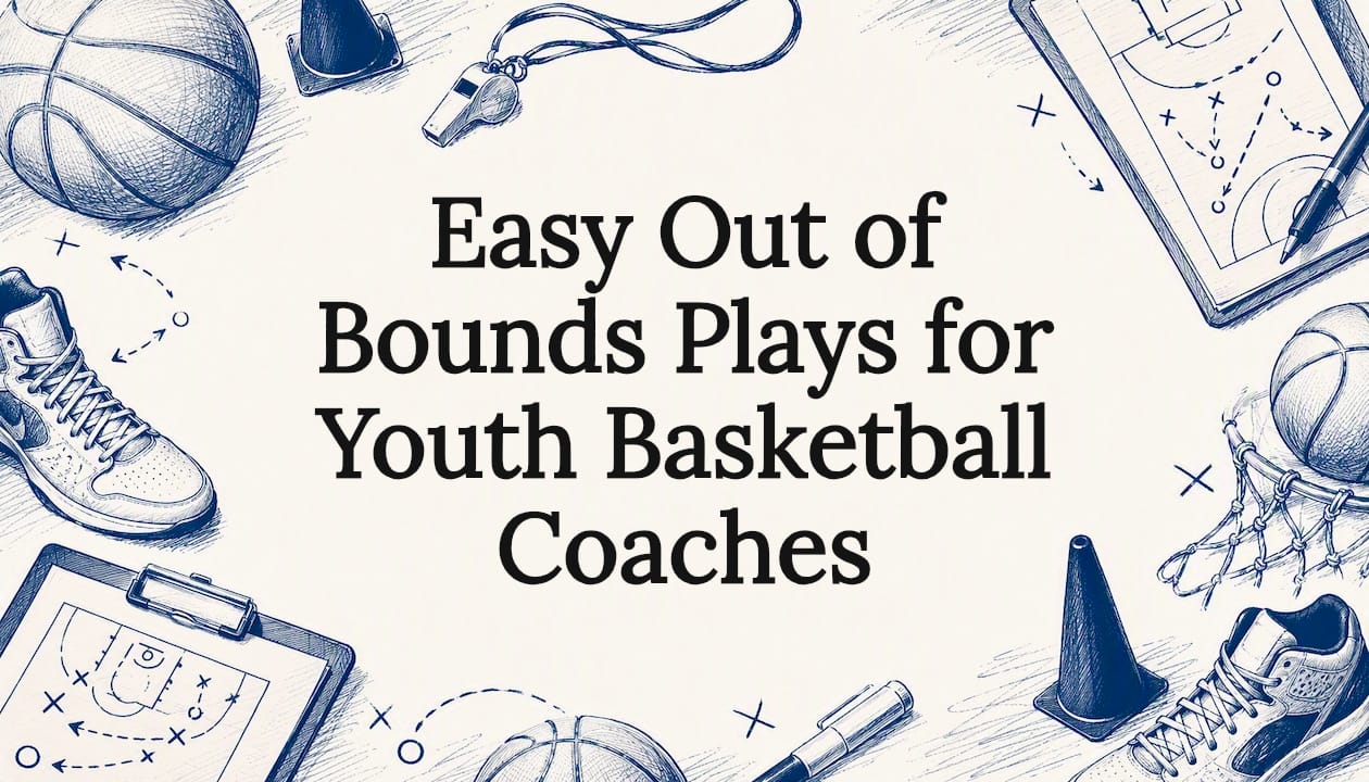 Decorative youth basketball coaching title card illustration