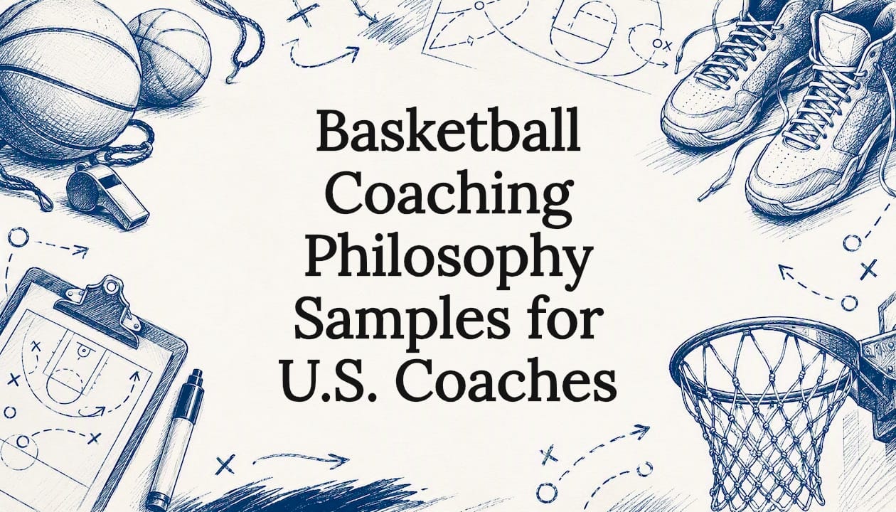 Decorative basketball coaching title card illustration