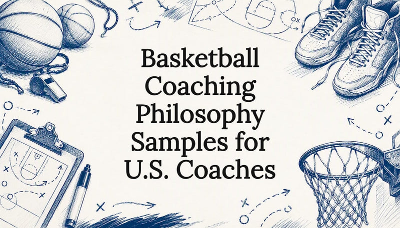 Decorative basketball coaching title card illustration