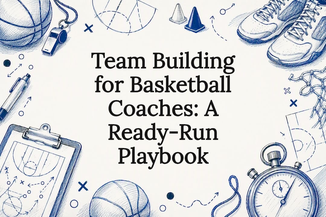 Decorative basketball coaching title card illustration