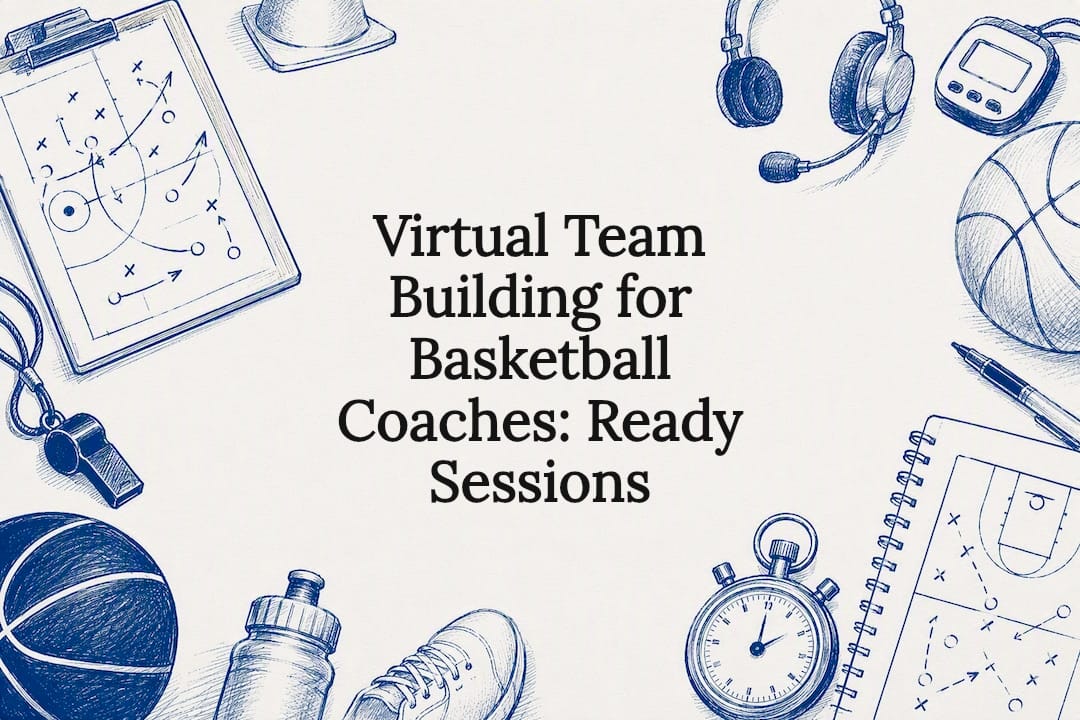 Decorative basketball coaching illustration title card