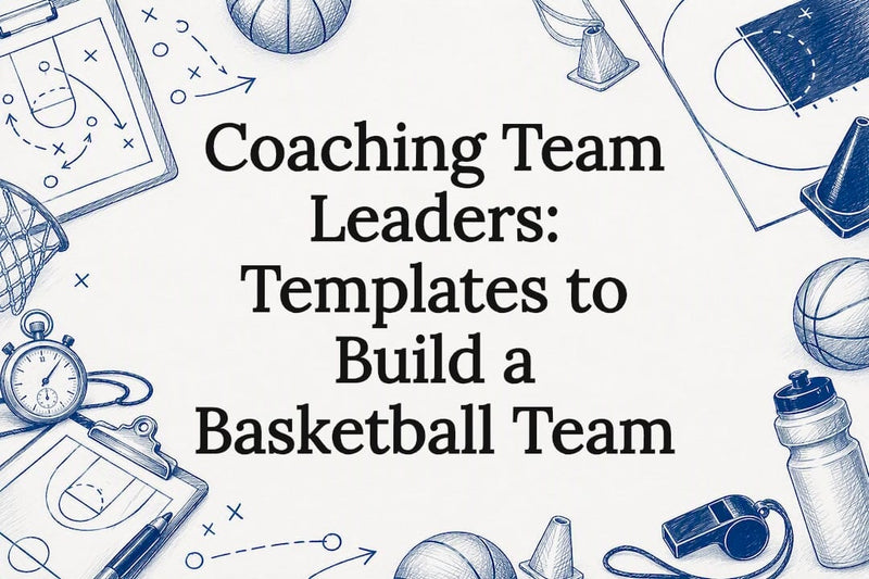 Decorative basketball coaching title card illustration