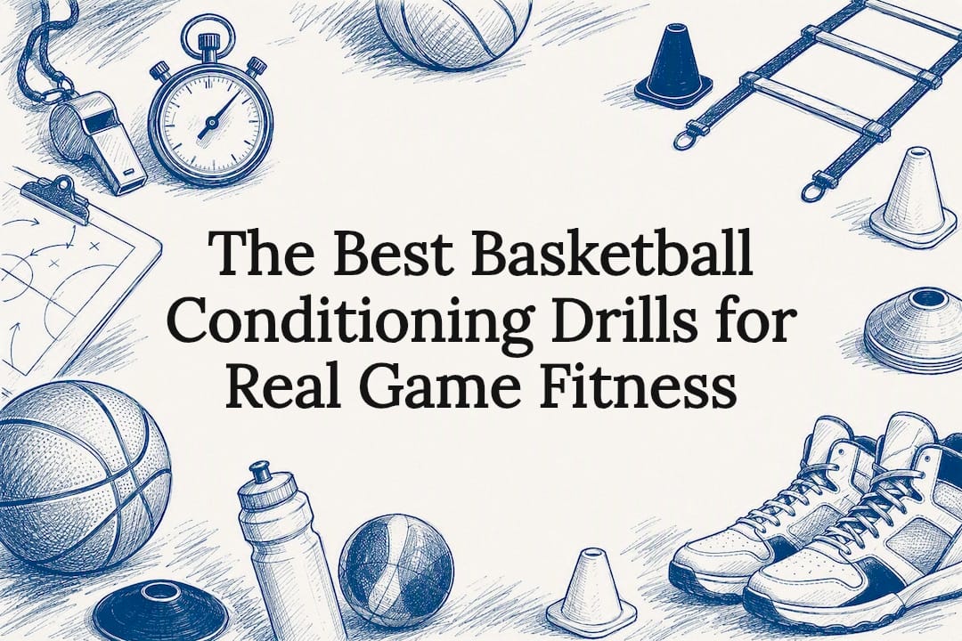 Decorative basketball conditioning title card illustration