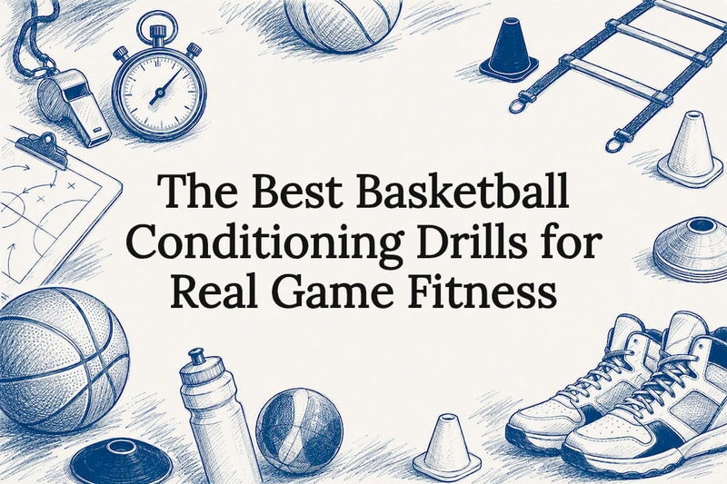 Decorative basketball conditioning title card illustration
