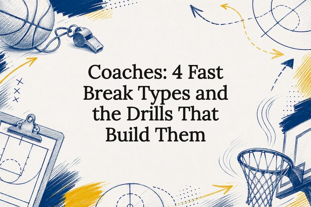 Decorative fast break basketball title card