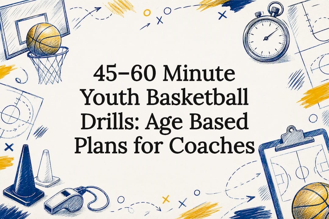 Youth basketball practice title card illustration