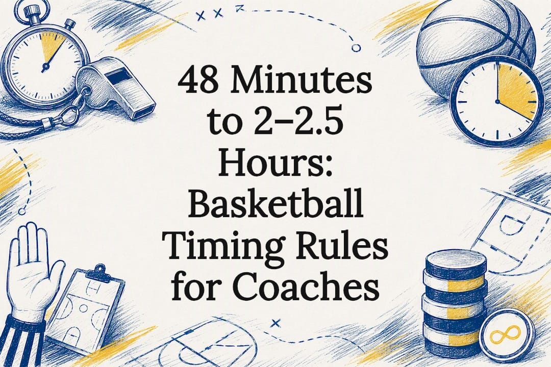 Basketball timing rules title card illustration
