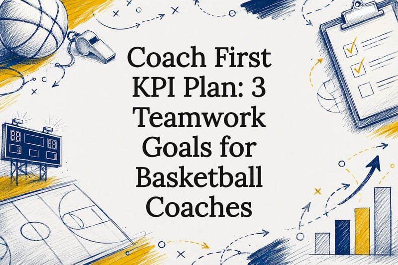 Basketball teamwork KPI title card illustration