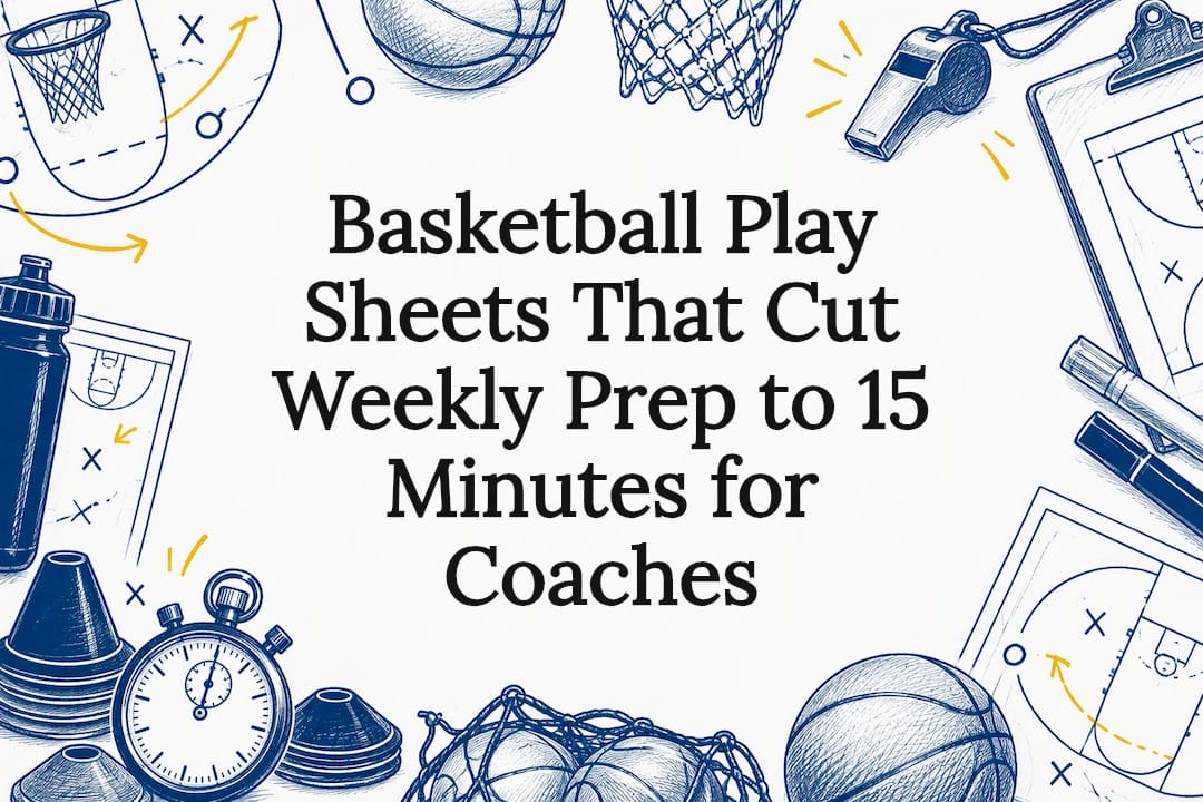 Decorative basketball play sheet title card