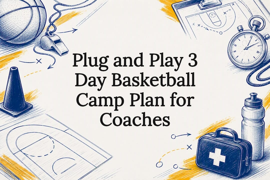 Decorative basketball camp plan title card