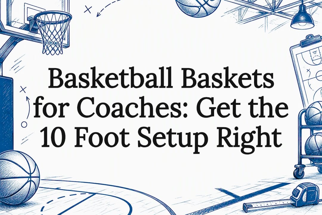 Basketball hoop sketch framing the title