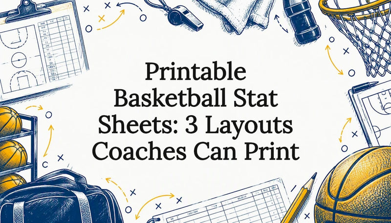 Basketball stat sheet title card illustration